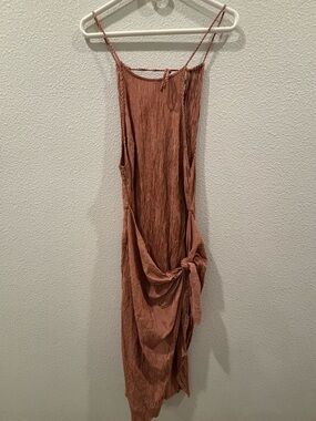 Lulu's Copper Strappy Midi Dress with Side Knot